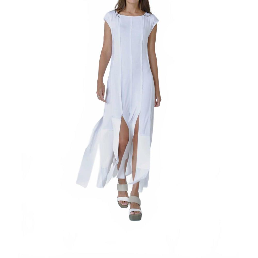 NEW SIMPLY MILA motion panel maxi dress in white